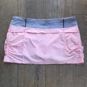 Lululemon pink/ grey stripe tennis/running skirt